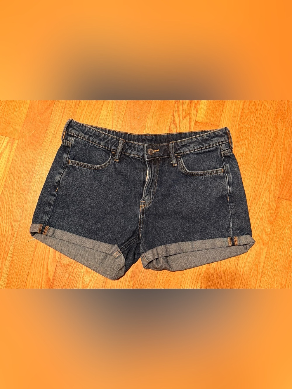 H&M Dark Blue Cuff Denim Shorts